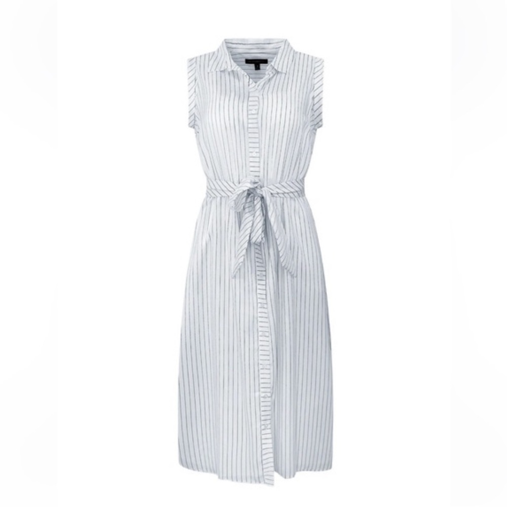BANANA REPUBLIC Crinkle Striped Shirt Dress in Blue NWT